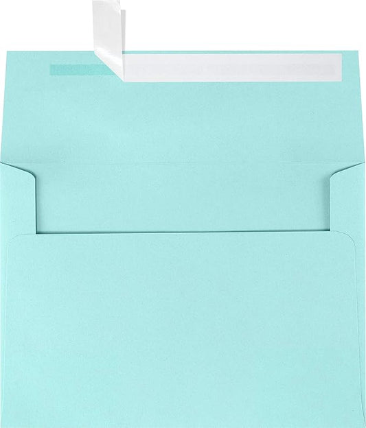 LUXPaper A7 Invitation Envelopes | Peel & Press | 5 1/4" x 7 1/4" | Seafoam Blue | 80lb. Text | 50 Qty