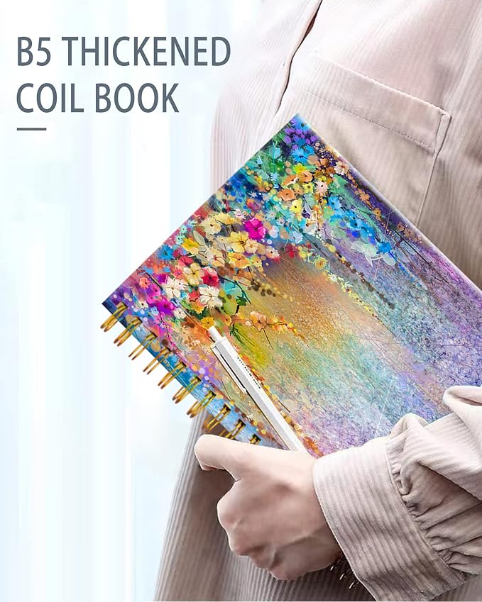 iampanda Spiral Journal Notebook,Strong Twin-Wire Binding with Premium Paper for Girl Women,60 Sheets A5 College Ruled Notebook/Journal,Perfect for School Office Home Gifts,Watercolor Ivy Flower