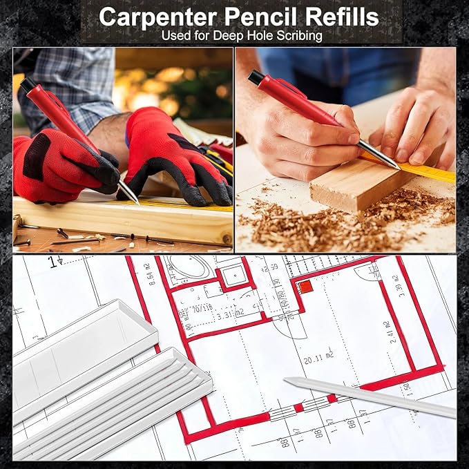 Zhehao 120 Pieces 2.8 mm Carpenter Pencils Lead Refills HB Refill for Construction Pencils Refills Mechanical for Writing Drawing Drafting Woodworking Construction (White)