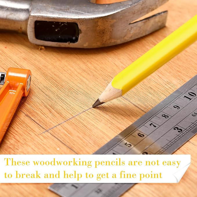 48 Pcs Jumbo Pencil, Wooden Pencil with Black Core for Carpenters Construction Workers Woodworkers Framers Beginners Students Teachers DIY Project(Yellow)