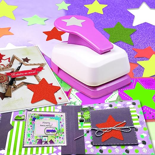 Star Hole Punch 2 inch, Star Paper Punch, Stars Shaped Hole Punch, Scrapbooking Punches, Stars Hole Puncher for Crafts, StarPunch Lever Paper Punch, Craft Punches for Scrapbooking, Card Making