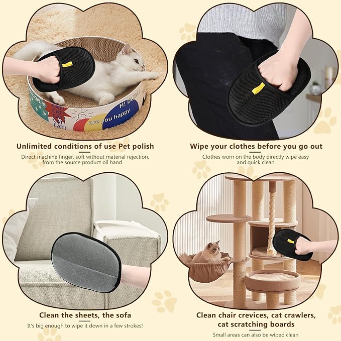 Jadesiegel Pet Hair Removal Glove | Electrostatic Deshedding for Dogs & Cats | Reusable Grooming Glove for Furniture, Car & Clothing (1 PC)
