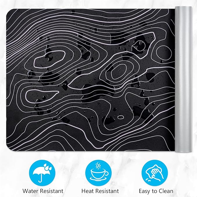 Desk Mat, Desk Pad Dual Leather Sided Desktop Mat for Office and Home,Desk Organization and Accessories - Ideal for Large Mouse Pad and Desk Mats on Top of Desks (Topographic 31.5"x 15.7")