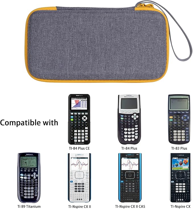 co2CREA Carrying Case for Texas Instruments TI-84 Plus CE Python Enhanced/TI-84/TI-Nspire CX II CAS/TI-Nspire CX II/TI-83 Plus/TI-89 Titanium/TI-85/TI-86 Color Graphing Calculator, Gray+Orange Case