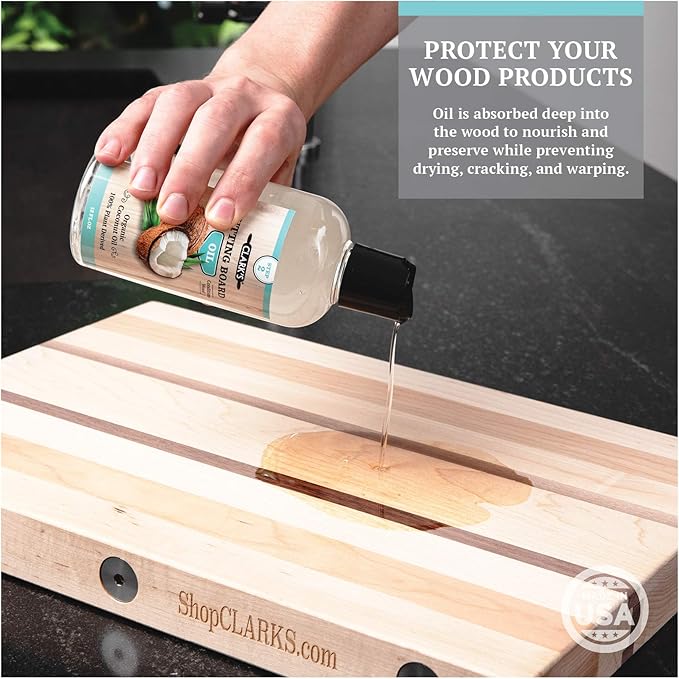 CLARK'S Cutting Board Care Kit with Coconut Oil - Includes Wax, Soap, Scrub Brush, Buffing Pad, and Applicator - for Kitchen Countertops, Butcher Blocks, Wooden Bowls and Utensils - Food Safe
