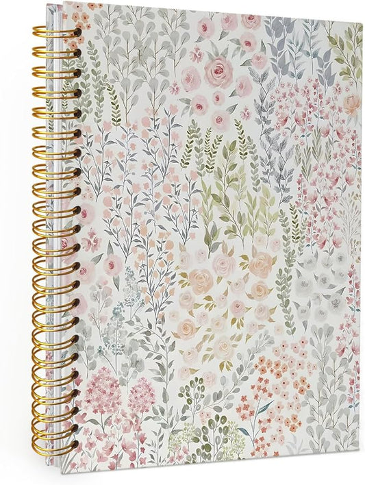 Wheatwin Floral Notebook Journal, Wildflower Cute Hardcover Spiral Notebook for Women, School Notebooks Pastel Pink Journal for Teen Girls 5.5x8.3