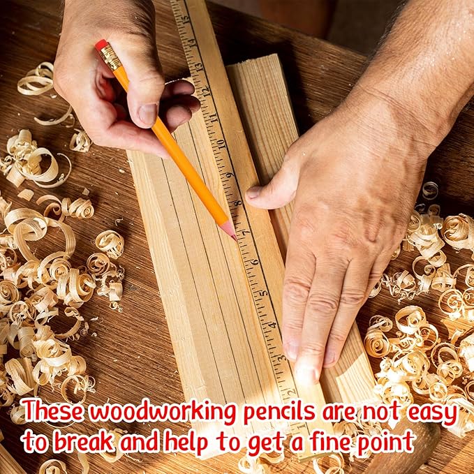 Fainne 48 Pcs Jumbo Pencil, Wooden Pencil with Black Core for Carpenters Construction Workers Woodworkers Framers Beginners Students Teachers DIY Project(Orange,Round)