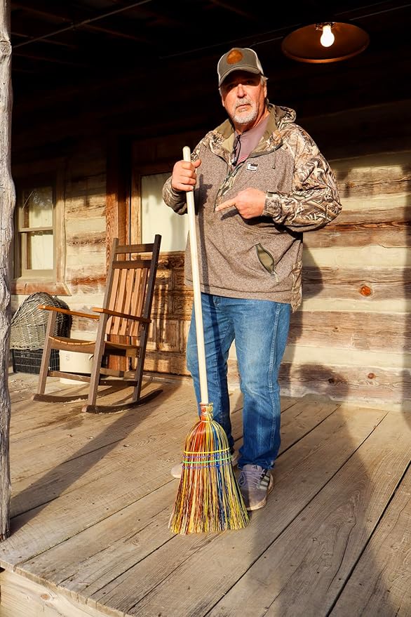 The Homestead Farmhouse Broom - Handmade in The Arkansas Delta This All Natural Broomcorn Broom is Well Suited for Your Farmhouse, Lobby or barn. Can be Used Both Indoors and Outside.