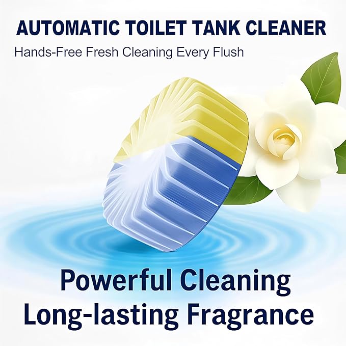 KELITE Automatic Toilet Bowl Cleaner Tablets, 10 Pack Long-Lasting Toilet Tank Cleaner for Bathroom, Blue Water Freshener, Prevents Stains & Odor, Safe for All Toilets (1, 10 Pack (Yellow+Blue))