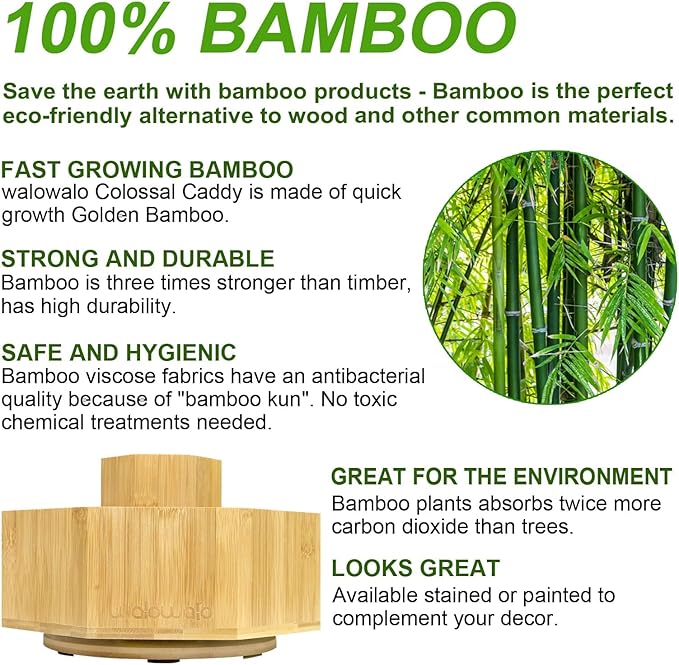 walowalo Bamboo Rotating Art Supply Organizer Holds 800+ Pencils Spinning Crayon Marker Pen Holder for Desk Brush Storage for Office School Classroom Organization Stationary (Larger Version)