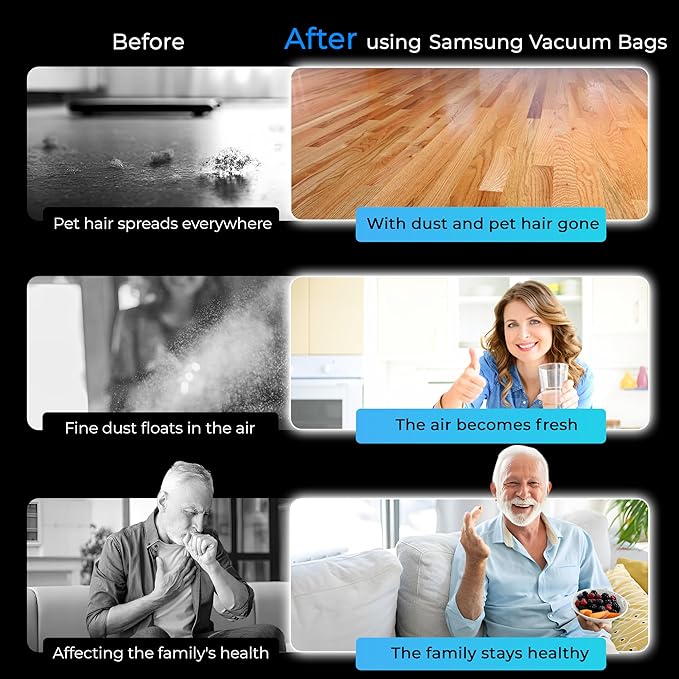 FAMELEC 12Pcs Replacement for VCA-ADB953 Samsung Vacuum Bags, Compatible with Samsung Bespoke Jet Cordless Vacuum Cleaner VS20A95923B/AA VS20A95923N/AA VS20A95923W/AA Automatic Dust Collection Bag