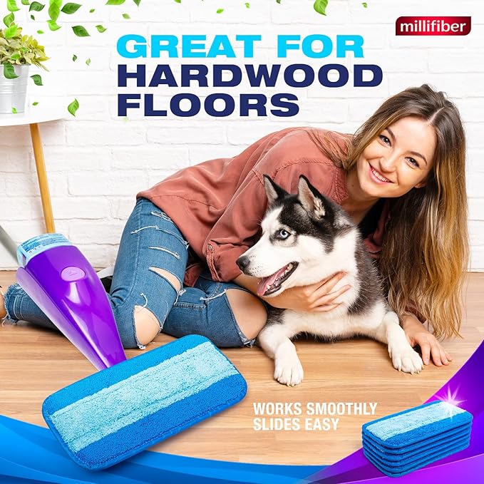 Reusable Mop Pads Compatible with Swiffer WetJet (2 Pack) - Microfiber Mop Refill for Wet Mopping Cloths - Hardwood Floor Cleaning Spray Pads Reusable Replacements
