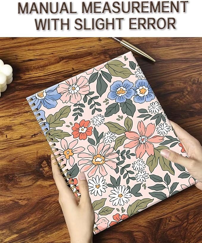Spiral Notebook A5, Hardcover Journal for Women, 120 Pages Thick College Ruled Paper, Perfect for Office, School, or Home Use(Elegant Floral)