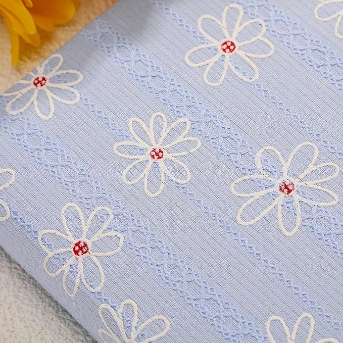 B6 Notebook, Flower Fabric Journal, Writing Notebook for Women, 5x7 Lined Notebook & Sketchbook, Lay Flat Hardcover Notebook, Small Sketchbook, Daisy Gifts for Girl, Blue