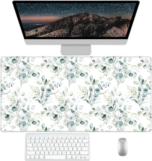 Floral Mouse Pad Protector, Stitched Edges, Large Office Mat, Non-Slip Blotter, Laptop Desk Pad, Flower Writing Pad for Home and Office (XXL)
