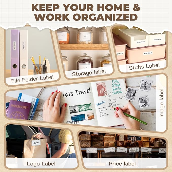 cudinham B3 Label Maker, Bluetooth Thermal Label Printer with Printing Paper, Portable Mini Sticker Printer Supports 12-57mm Papers for Notes, Home, Office, Photos, Compatible with iOS & Android