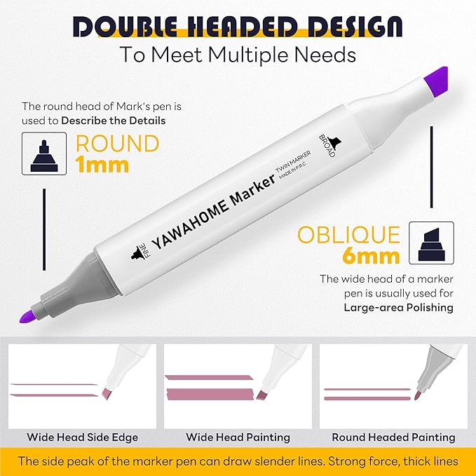 Alcohol Markers Set 120 Colors - Coloring Markers for Adult Coloring Books Professional Permanent Blending Marker Pens Artist Sets for Drawing Painting Sketching Illustration Kids Gifts