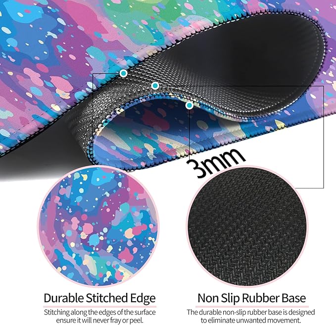 Pretty Abstract Blue Gaming Desk Mat, Computer Keyboard Large Extended Long Mouse Pad for Office and Home, XL (W14)