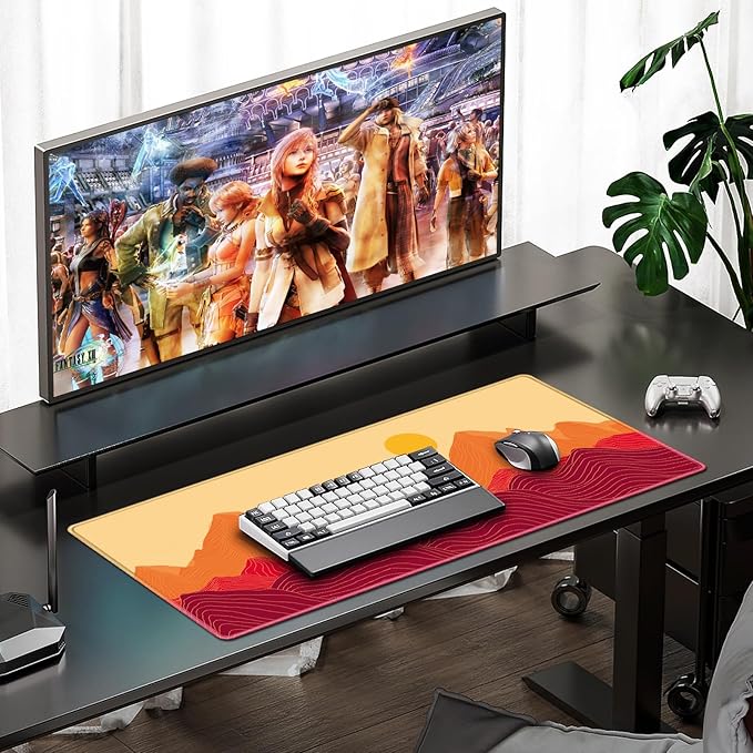 Gaming Mouse Pad, Large Mouse Pad XXL 35.4×15.7in, Extended Computer Keyboard Mouse Mat Desk Pad for Laptop with Stitched Edges, Waterproof Mousepad for Gamer Home&Office Women