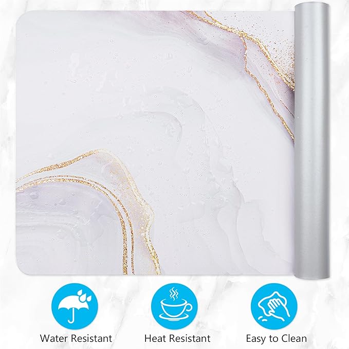 Desk Mat, Desk Pad Dual Leather Sided Desktop Mat for Office and Home,Desk Organization and Accessories - Ideal for Large Mouse Pad and Desk Mats on Top of Desks (White Marble 31.5"x 15.7")