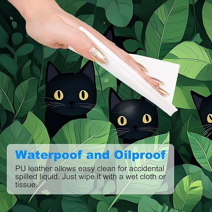 Desk Pad, Cute Anime Cats in Green Leaves XXL Gaming Mouse Pad with Stitched Edges,Non-Slip Waterproof Rubber Base Large Desk Mat for Keyboard and Mouse 35.4"x15.7"