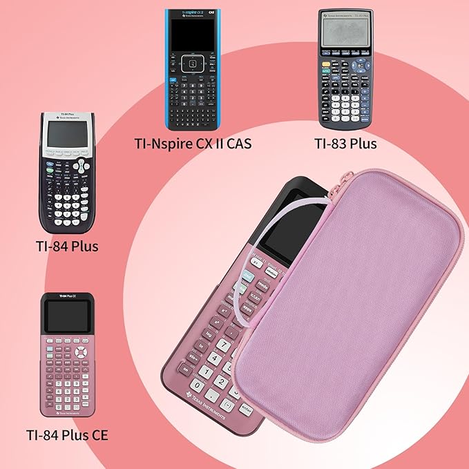Storage Case Compatible with Texas Ti-84 Plus CE/TI-84 Plus/TI-Nspire CX II CAS/TI-Nspire CX II/TI-83 Plus/TI-89 Titanium/TI-85/TI-86 Calculator (Pink)