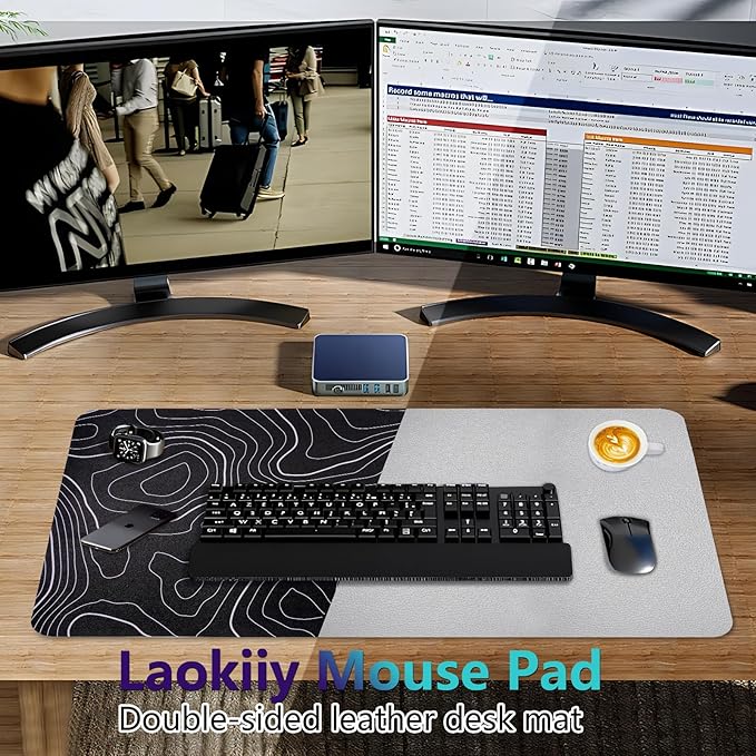 Desk Mat, Desk Pad Dual Leather Sided Desktop Mat for Office and Home,Desk Organization and Accessories - Ideal for Large Mouse Pad and Desk Mats on Top of Desks (Topographic 31.5"x 15.7")