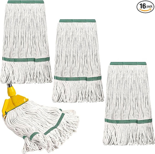 Eccliy 16 Pack Heavy Loop End Cotton String Mop Head Heavy Duty Mop Head Commercial Refills Replacement Bulk for Home Industrial Commercial Floor Cleaning