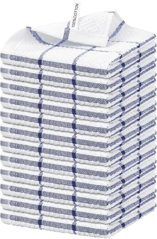 Nialnant 100% Cotton Terry Kitchen Cleaning Rags,Soft Absorbent Dish Cloths for Washing Dishes,Quick Drying Dish Towels-12x12 in, 12 Pack