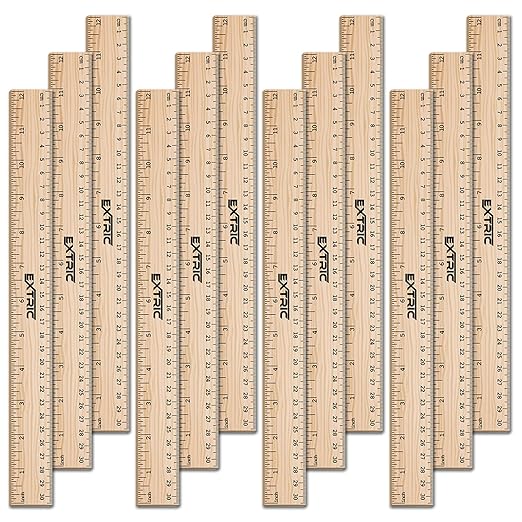 Rulers 12 Inch, Rulers Bulk for Classroom – Wooden Ruler for Kids 12 Pack Great for School, Classroom, Imperial and Metric Measurements for Office and Home