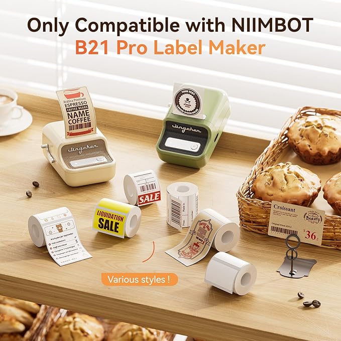 NIIMBOT Red&Black Labels, Refill Sticker Papers Only for B21 Pro 300DPI Label Maker, Dual Color Printing/Jam Paper Good Idea for Schools,Business,Price Tags(2''x3.54''/50x90mm)