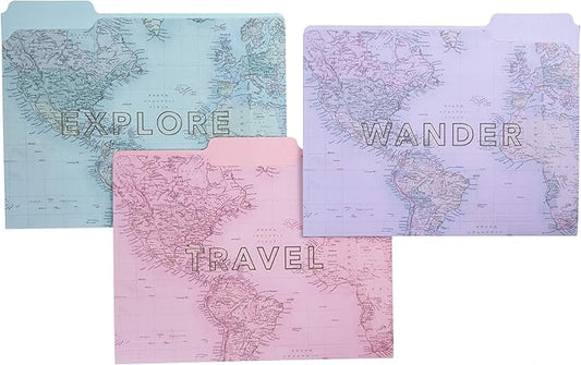 Graphique Travel File Folder Set – Each Folder Measures 11.75" x 9.5", Set Includes 9 Folders with 3 Unique Designs, Durable Triple-Scored Coated Cardstock