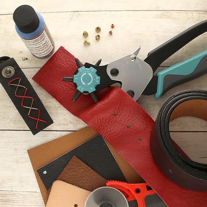 The Beadsmith Rotating Ergonomic Leather Hole Punch, Six Hole-Size Options, Leather Crafts and Jewelry-Making Supplies