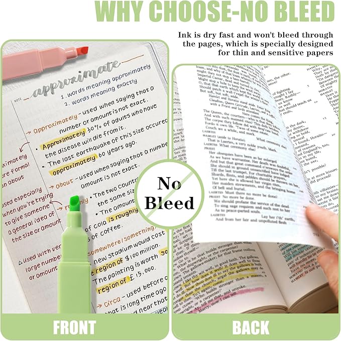 Highlighters Assorted Colors,8pcs Bible Highlighters No Bleed Hghlighter Markers for Journaling Back to School Teacher Supplies Office Supplies