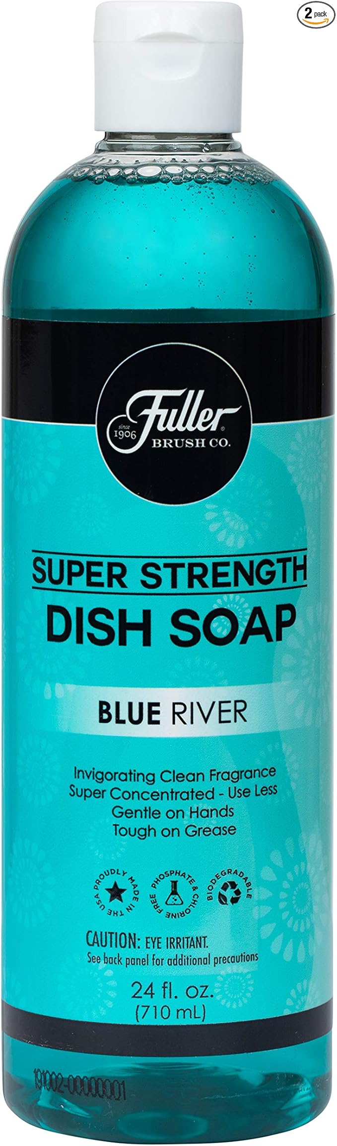 Fuller Brush Super Strength Dish Soap ? Economical ? Use Much Less ? For Dishes, Glasses, Silverware, Utensils, Pots, Pans, Countertops, Tables ? Invigorating Fragrance (Blue River)