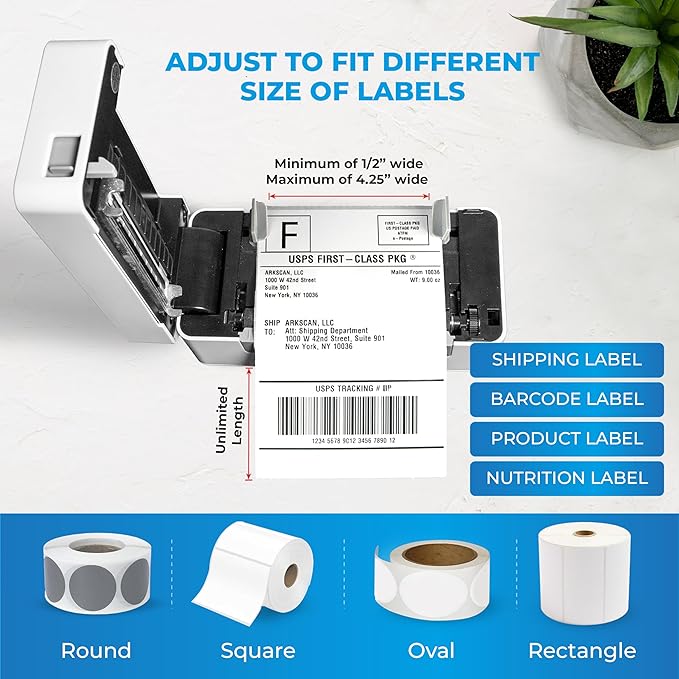 Arkscan 3044C-WF 300 DPI WiFi Shipping Label Printer Label Design Software on Windows, Print Wireless on Windows iPhone/iPad Mac Android UPS FedEx Ebay Shopify Shipstation Fanfold Direct Label