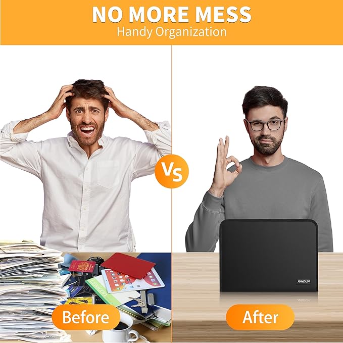 JUNDUN 5200℉ Fireproof Document Organizer, Multi-Pockets Accordion File Organizer with Zipper & Labels, Upgraded Heat Insulated 13 Pockets Expanding File Folder for Letter A4 Files and More