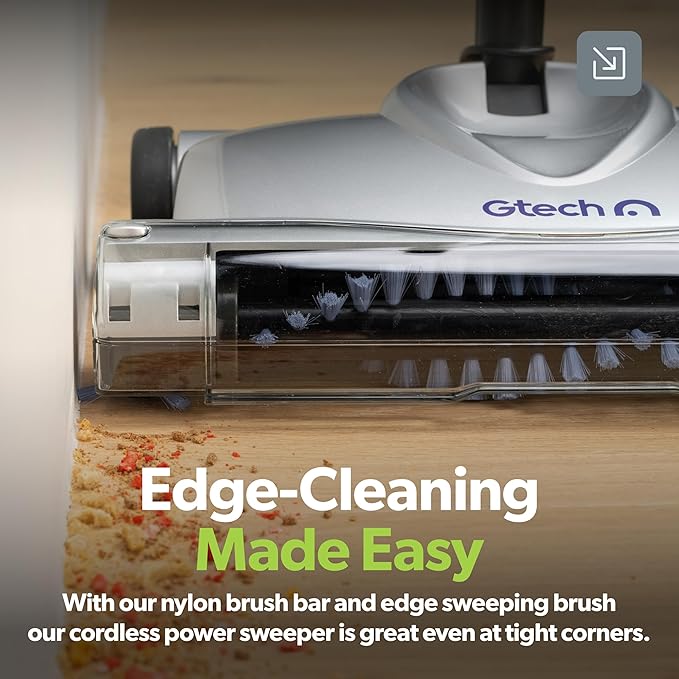 Gtech SW02 Cordless Lithium Carpet and Hardwood Floor Sweeper - Cordless Adjustable Vacuum - Up to 60 Minutes of Runtime - Rechargeable 7.2v Li-ion Battery - Lightweight (3.5 lbs.)