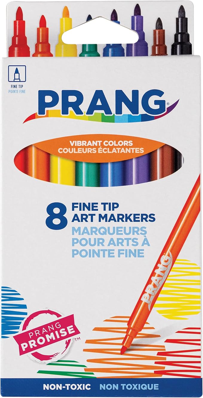 Prang Classic Art Markers, Fine Tip, Assorted Colors, 8 Count
