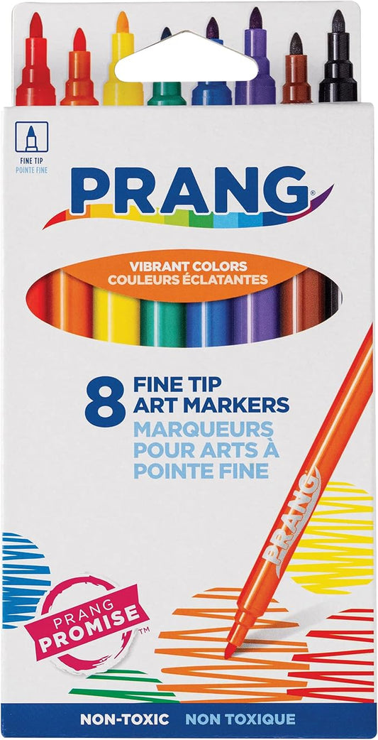 Prang Classic Art Markers, Fine Tip, Assorted Colors, 8 Count