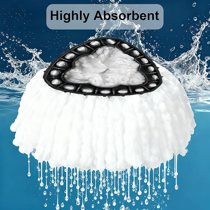 Mop Head Replacements Compatible with O-Cedar EasyWring 1-Tank System, 6 Durable Microfiber Replacement Mop Heads and 1 Triangular Base for Hardwood, Tile & Laminate Floors, Washable & Reusable