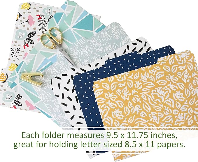 Cute File Folders, Set of 24 3-Tab Letter Size Decorative File Folders Boho Manilla 8.5 x 11 – Pretty Designer Home Office School Supplies (Sublime)