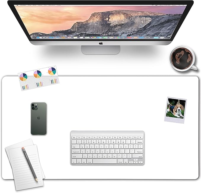 Awnour Clear Desk Mat on top of desks - 32 x 16 inches - Clear Transparent Plastic Desk Protector - Desk Writing Mat for Office and Home