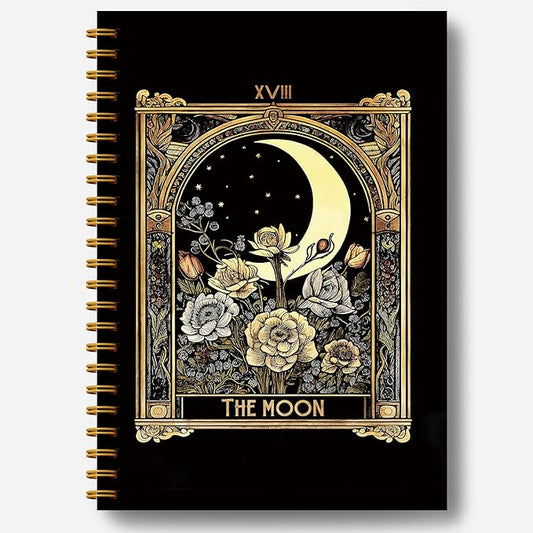 Guymn the Moon Tarot Journal Notebook, Mystical Witchy Celestial Journal, Witchy Gifts for Women, Witch Aesthetic Hardcover Spiral Notebooks 5.5x8.3 Inch