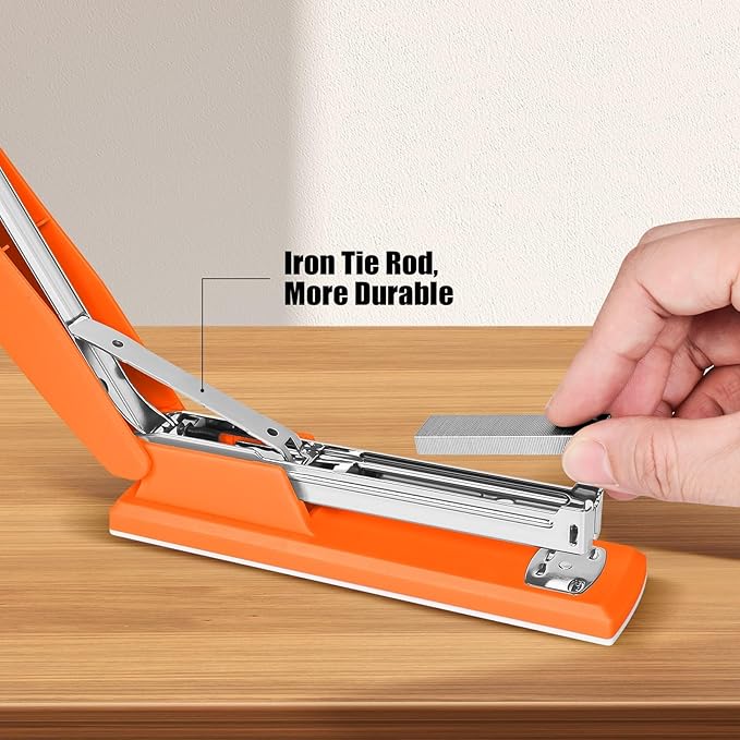 Stapler 25 Sheet Capacity with 1000 Staples and Staple Remover - Staplers for Desk, Non-Slip Office Stapler with Staples, Orange