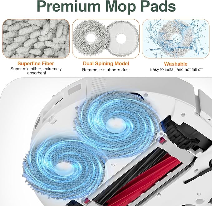RUKHOOL Qrevo Slim Replacement Accessories for Roborock Qrevo Master/Qrevo Slim Replacement Parts Q revo Master Accessory Kit, 2 Main Brushes, 6 Dust Bags, 4 Filters, 4 Mop Pads 4 Side Brushes