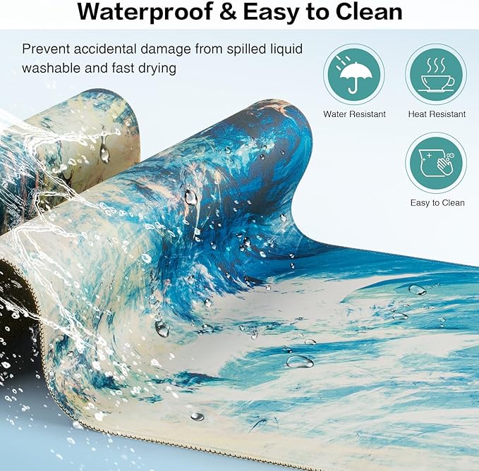 Gaming Mouse Pad, Large Mouse Pad XXL 35.4×15.7in, Extended Computer Keyboard Mouse Mat Desk Pad for Laptop with Stitched Edges, Waterproof Mousepad for Gamer Home&Office Women