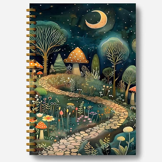 Vintage Forest Notebook, Enchanted Forest Mystical Notebook Journal, Aesthetic Notebook, Journal Notebooks for Note Taking, Spiral Notebook 5.5x8.3 Inch