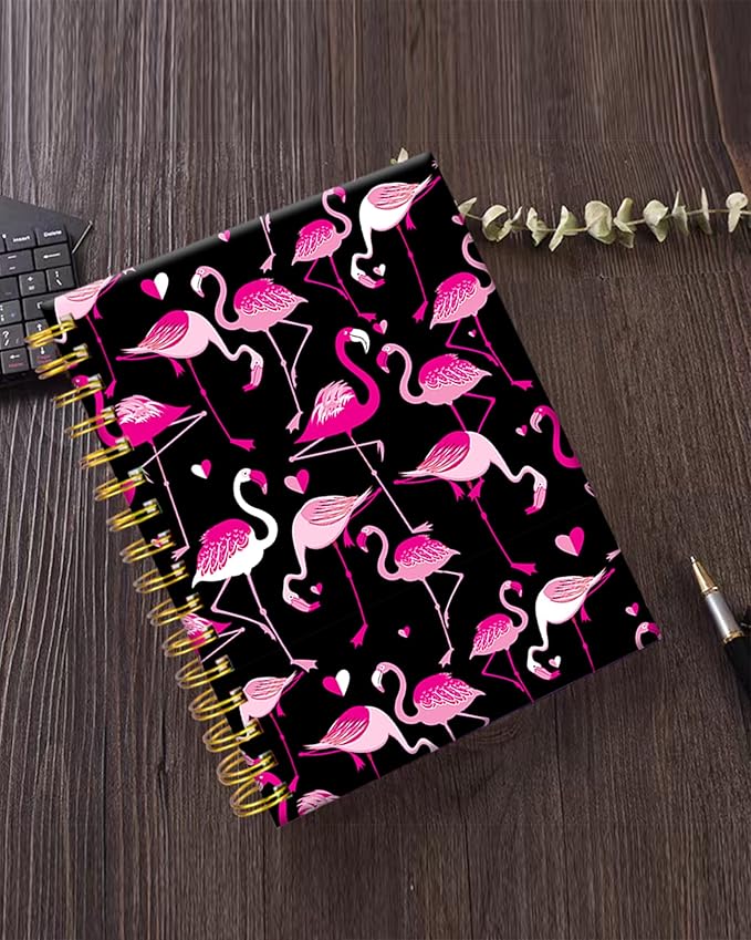 iampanda Spiral Journal Notebook,Strong Twin-Wire Binding with Premium Paper for Girl Women,60 Sheets A5 College Ruled Notebook/Journal,Perfect for School Office Home Gifts,Pink Flamingo Animal