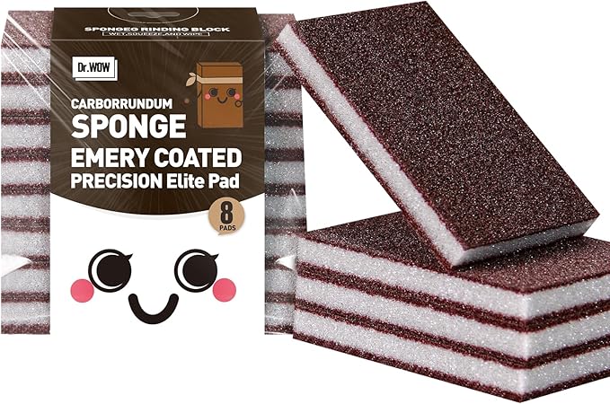 Dr.WOW Carborundum Heavy Duty Scouring Sponges - Fiberglass-Free Nano Rust Eraser for Pots, Pans, Grill, Oven Racks & Sink Stains (0.4" 10ct(Pack of 1))